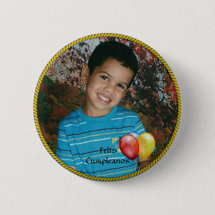 Badge Rond 5 Cm Modèle photo du cercle Feliz Cumpleanos