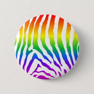 Badge Rond 5 Cm Modèle Rainbow Zebra