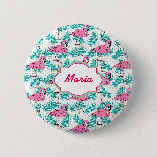 Badge Rond 5 Cm Modèle tropical de Flamant rose (Devant)