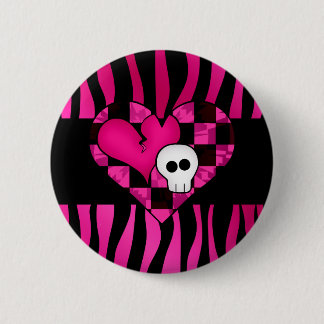 Badge Rond 5 Cm Modèle zèbre du coeur crâne
