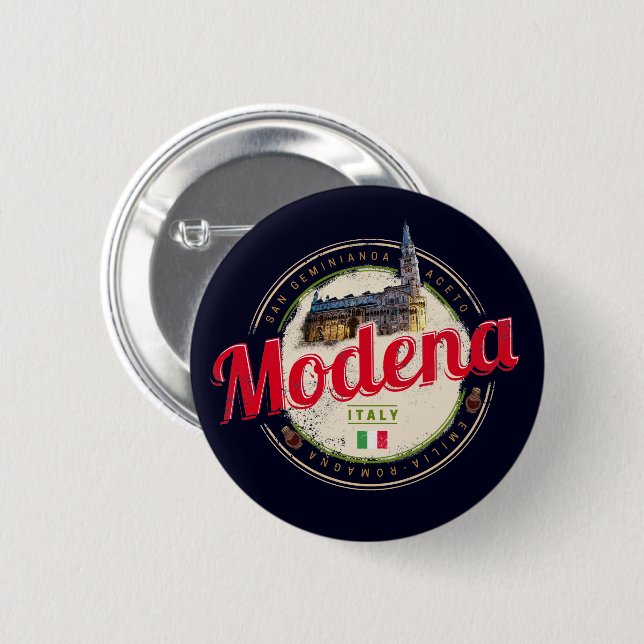 Badge Rond 5 Cm Modena Emilia Romagna Balsamique Italie Souvenir (Devant & derrière)