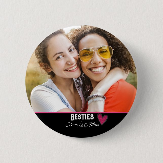 Badge Rond 5 Cm Modern Besties Best Friend Photo (Devant)