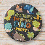 Badge Rond 5 Cm Modern Cute Dino Dinosaur Fête d'anniversaire pour<br><div class="desc">Composé de la typographie manuscrite sans serif amusante; dinosaures T-REX mignons en arrière-plan C'est conçu par Select Party Supplies,  exclusif pour Zazzle. Disponible ici : http://www.zazzle.com/store/selectpartysupplies</div>
