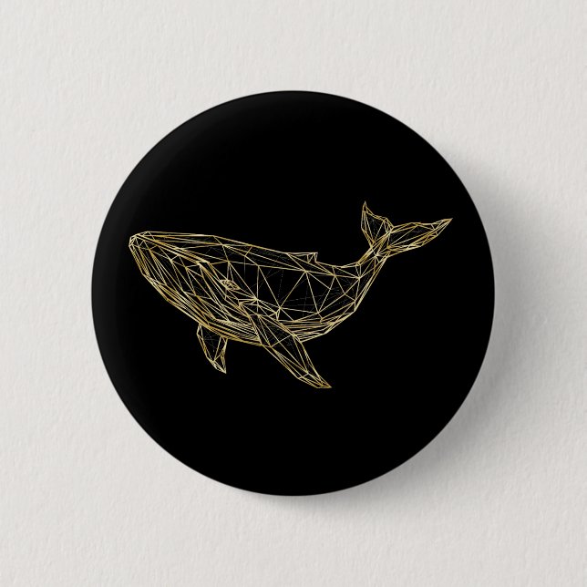 Badge Rond 5 Cm Modern Gold Geometric Whale (Devant)