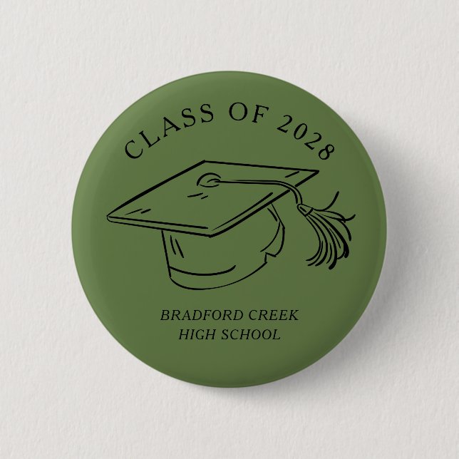 Badge Rond 5 Cm Modern Graduate Cap Doodle Class of Graduation (Devant)