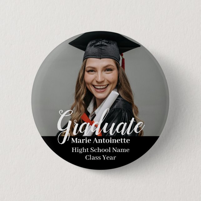 Badge Rond 5 Cm Modern Graduate Photo Class Year Graduation (Devant)