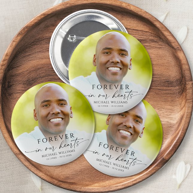 Badge Rond 5 Cm Modern Memorial Funeral Photo Keepsake (Créateur téléchargé)