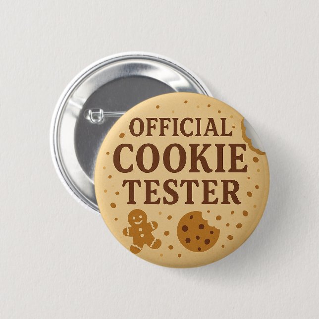 Badge Rond 5 Cm Modern Official Cookie Tester Funny Christmas  (Devant & derrière)