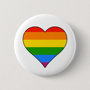 Badge Rond 5 Cm Modern Rainbow Heart LGBTQ Pride Custom Size 
