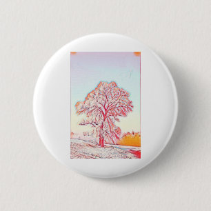 Badge Rond 5 Cm Modern watercolor of colored snowed trees