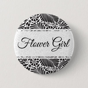 Badge Rond 5 Cm Moderne Baroque Fille Fleur Florale