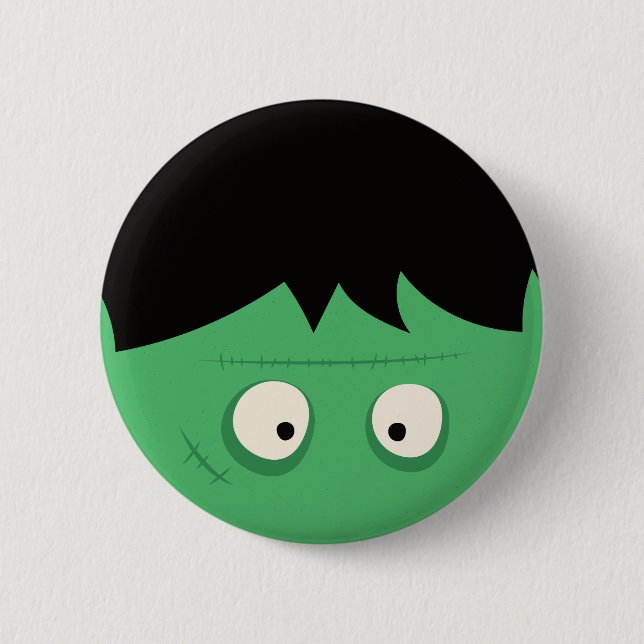 Badge Rond 5 Cm Moderne Cute Frankenstein Monster Halloween (Devant)