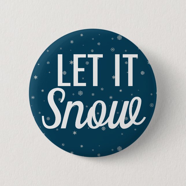 Badge Rond 5 Cm Moderne, laissez-le neiger bleu avec des flocons d (Devant)