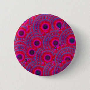 BADGE ROND 5 CM MODERNE MANDALA ROSE COULEUR ROSE
