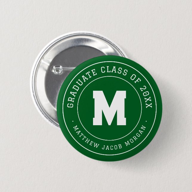 Badge Rond 5 Cm Moderne Monogramme Diplômé Promotion 20XX Personna (Devant & derrière)