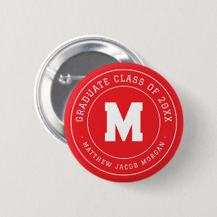 Badge Rond 5 Cm Moderne Monogramme Diplômé Promotion 20XX Sur Mesu