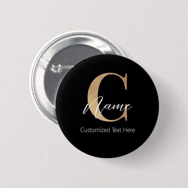 Badge Rond 5 Cm Moderne Monogramme Initial C & Nom Personnalisé (Devant & derrière)