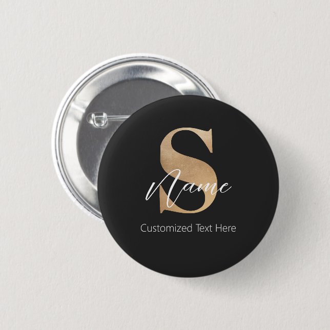Badge Rond 5 Cm Moderne Monogramme Initiale S & Nom Personnalisé (Devant & derrière)