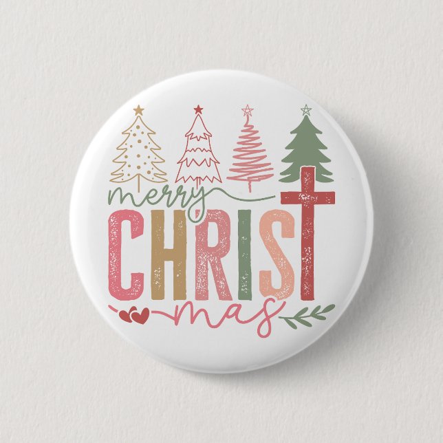 Badge Rond 5 Cm Moderne Pastel Joyeux Noël  (Devant)