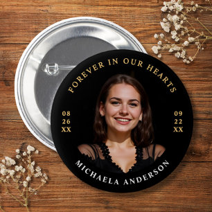 Badge Rond 5 Cm Moderne Pour Toujours Dans Nos Coeurs Funérailles/