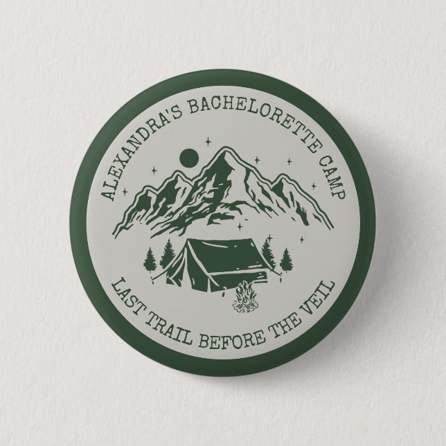 Badge Rond 5 Cm Moderne Simple Camping Week-end Bachelorette Party (Devant)