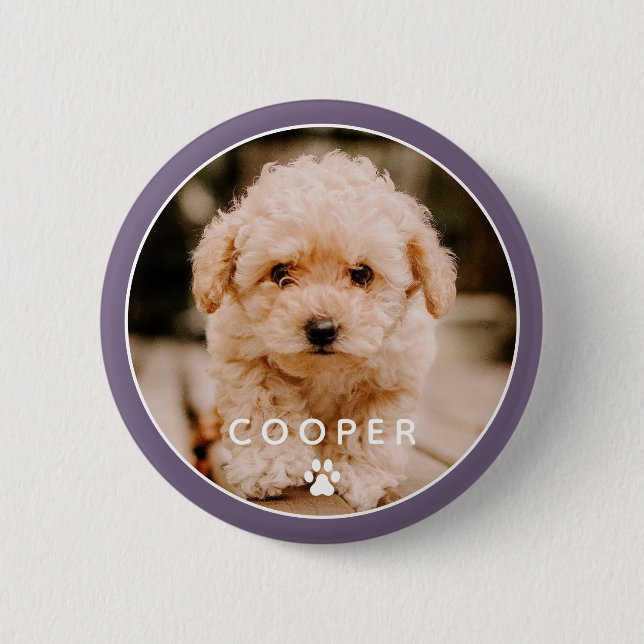 Badge Rond 5 Cm Moderne Simple Jouer Élégant Chic Paw Pet Photo (Devant)