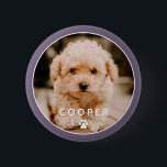 Badge Rond 5 Cm Moderne Simple Jouer Élégant Chic Paw Pet Photo<br><div class="desc">Ce design simple et classique est composé de typographie sans serif et d'ajouter une photo personnalisée de votre animal de compagnie.</div>