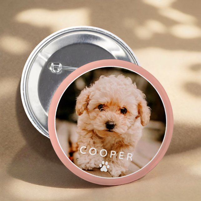 Badge Rond 5 Cm Moderne Simple Jouer Élégant Chic Paw Pet Photo (Créateur téléchargé)