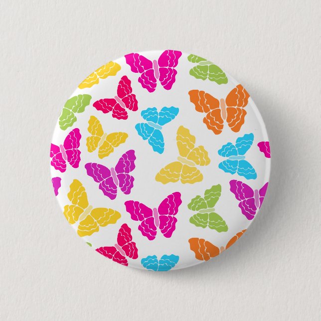 Badge Rond 5 Cm Moderne Vibrant Arc-en-ciel Butterfly mûre Motif (Devant)