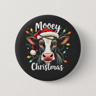 Badge Rond 5 Cm Moey Noël Funny Xmas Vache Amateurs de bétail