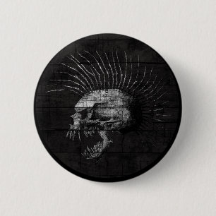 Badge Rond 5 Cm Mohawk de crâne