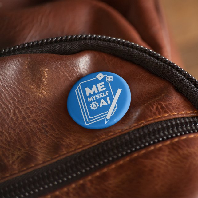 Badge Rond 5 Cm Moi, moi et moi, IA, Pinceau d'art blanc (Créateur téléchargé)