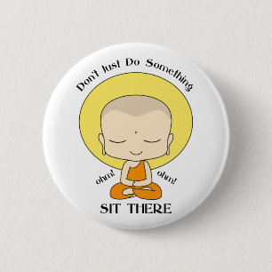 Badge Rond 5 Cm Moine bouddhiste de yoga de méditation