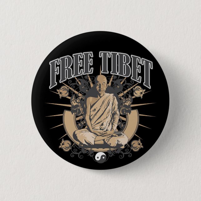 Badge Rond 5 Cm Moine libre du Thibet (Devant)