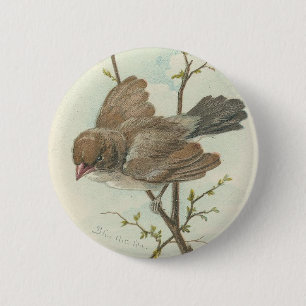 Badge Rond 5 Cm Moineau vintage