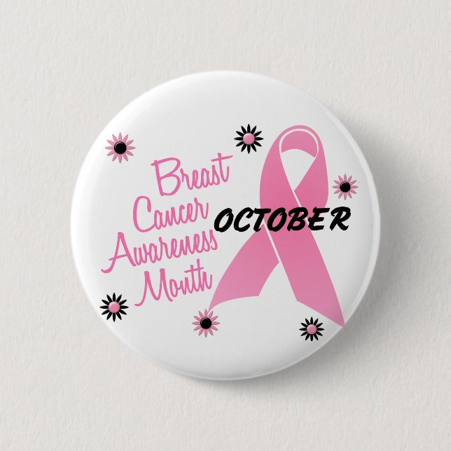 Badge Rond 5 Cm Mois de conscience de cancer du sein (Devant)
