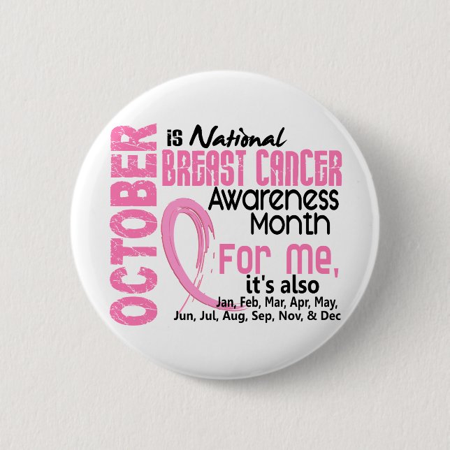 Badge Rond 5 Cm Mois de conscience de cancer du sein tous les mois (Devant)