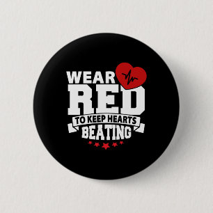 Badge Rond 5 Cm Mois de la santé - Portez le rouge - Sensibilisati