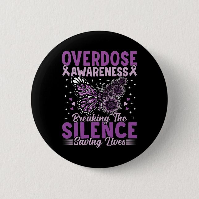 Badge Rond 5 Cm Mois de la sensibilisation aux surdoses Dépendance (Devant)