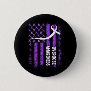 Badge Rond 5 Cm Mois de la sensibilisation aux surdoses Drapeau Vi