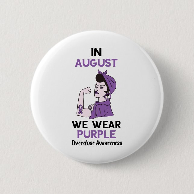 Badge Rond 5 Cm Mois de la sensibilisation aux surdoses Ruban viol (Devant)