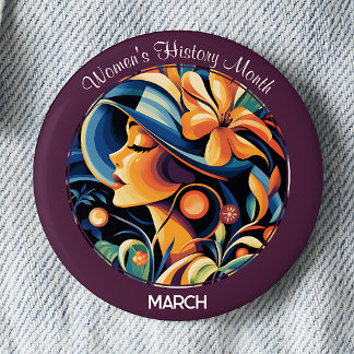 Badge Rond 5 Cm Mois de l'histoire des femmes Violet