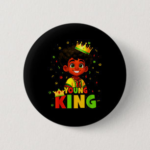 Badge Rond 5 Cm Mois de l'histoire des Noirs Jeune Roi Noir Cheveu