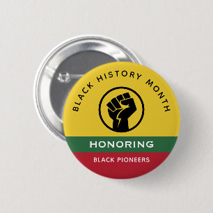 Badge Rond 5 Cm Mois de l'histoire des Noirs Texte incurvé afro-am