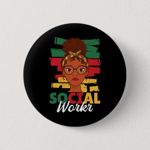 Badge Rond 5 Cm Mois de l'histoire des Noirs Travailleur social Tr