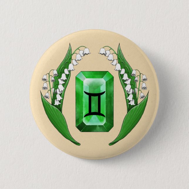 Badge Rond 5 Cm Mois de naissance Mai Gemini (Devant)