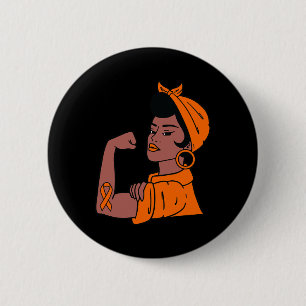 Badge Rond 5 Cm Mois de sensibilisation à la leucémie Orange Ribbo