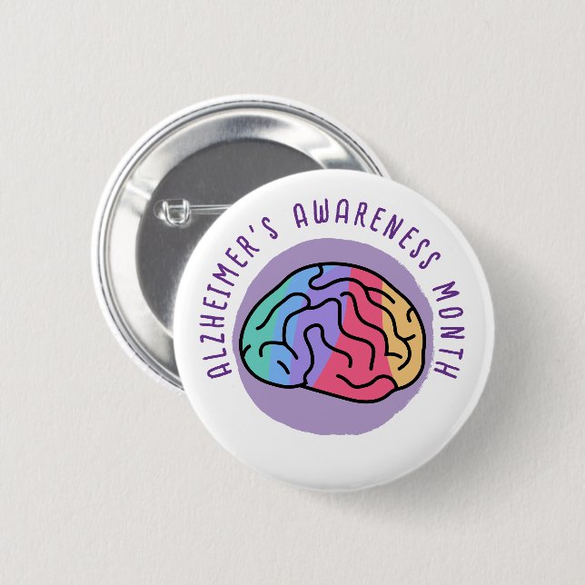 Badge Rond 5 Cm Mois de sensibilisation à la maladie d'Alzheimer (Devant & derrière)