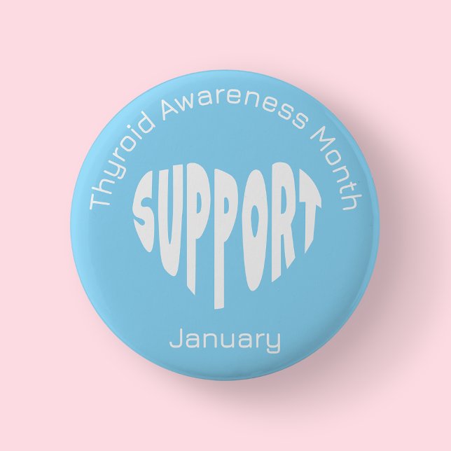 Badge Rond 5 Cm Mois de sensibilisation à la thyroïde bleu clair (Thyroid )