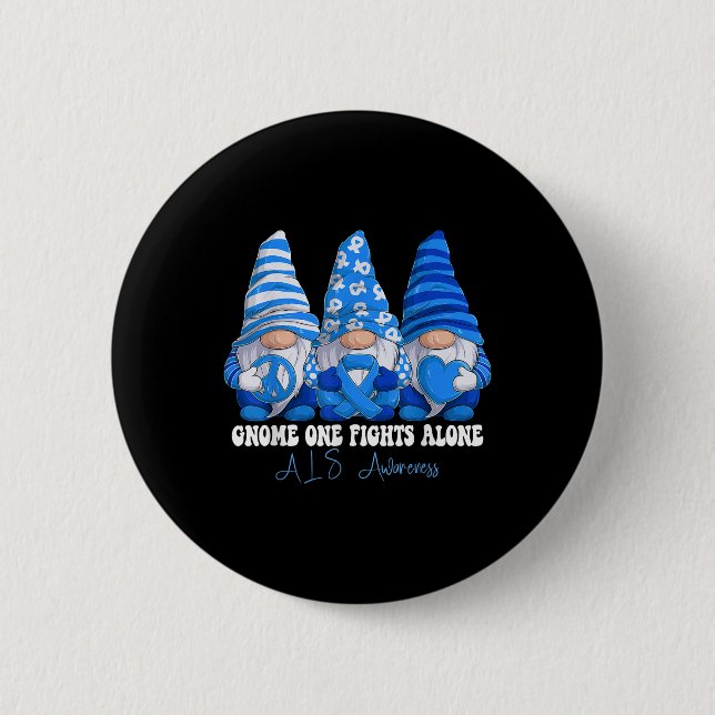 Badge Rond 5 Cm Mois de sensibilisation Als Bleu Ruban Gnomes Sout (Devant)